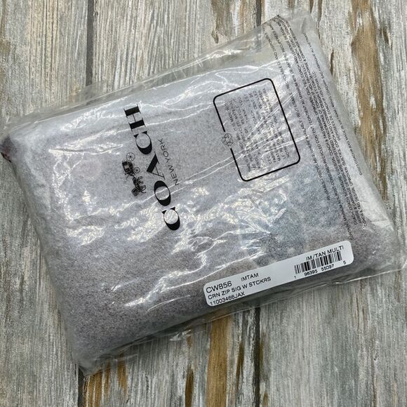 Coach Wristlet In Signature Canvas With Sticker Dinosaur Print Wallet Bag Purse - Picture 6 of 6